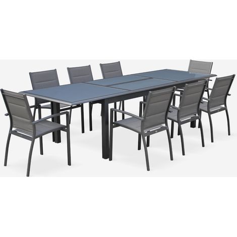 Mesa de jardín extensible de aluminio con 8 sillas (1/5)