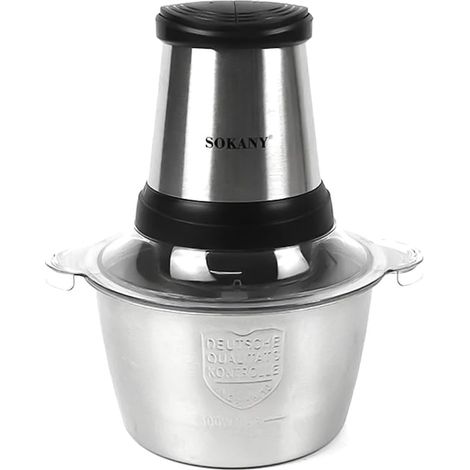 Hachoir électrique SK-7002A, 4 lames en acier inoxydable de haute qualité, récipient en acier inoxydable de 2 L, noir (1/5)