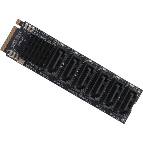 Adattatore da M.2 a SATA 3.0 ad alta velocità da 6 Gbps ASM1166 PCIe SATA con indicatore intelligente (1/5)