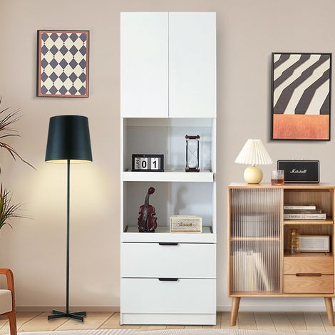 MEUBLIV buffet haut de rangement 59,5 x 45 x 200 cm blanc – anti-basculement (1/5)