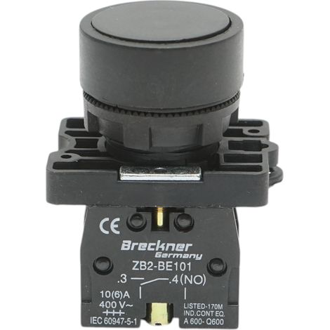 Pulsante con ritorno, nero, 1NO+1NC, 400V/10A LAY5 Breckner Germany (1/5)