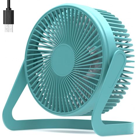 Ventilador de escritorio mini USB de 5 pulgadas, ventilador de refrigeración personal portátil con alimentación USB para PC, netbook, camping, hogar, oficina, exteriores, viajes, viento fuerte, verde (1/5)