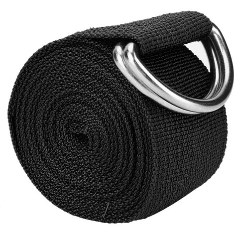 Ceinture élastique réglable avec anneau en D pour salle de sport, taille, jambes, fitness, yoga (noire) (1/5)