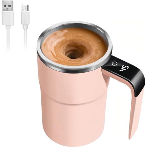 Mixeur automatique, tasse à café magnétique automatique, affichage de la température par LED, rechargeable, rose (1/5)