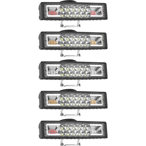 Feu Signalisation LED Linéaire 6 Pouces 16LED 48W, Clignotant Gauche-Droite DC 9-30V Aluminium IP65, Feu Jour Auxiliaire 3 Fils Contrôle (Blanc/Jaune-Blanc-Jaune/Rouge-Blanc-Bleu) pour Camion, 4x4, En (1/5)