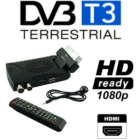 DECODER DVB-T2 3 HD 1080P DIGITALE TERRESTRE HDMI SCART MPEG4 JPEG USB mod scart (1/5)