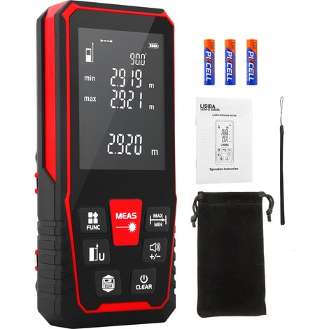 Télémètre laser 50m – Précision ±2mm – Mesure de distance, surface et volume – IP54 étanche – Stockage 50 données – Fonction Pythagore – Koticidsin