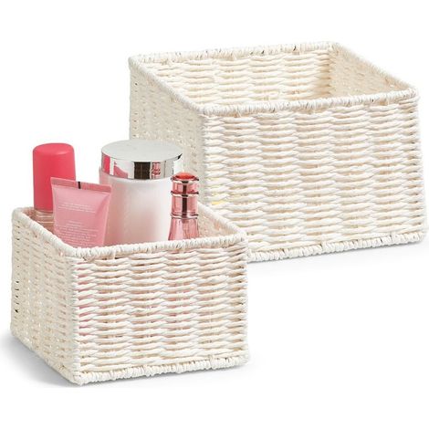 Zeller Aufbewahrungskörbchen, 2-er Set, Papiergeflecht, 16 x 16 x 11 cm