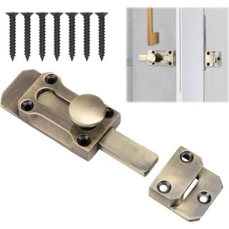 Loquet Porte, Verrou de Porte Coulissante Loquet 3 Pouces (7,5 cm) en Laiton Serrure Portail Interieure/Extérieure avec Vis Pour Fenêtre, Placard, Jardin (Style Rétro)