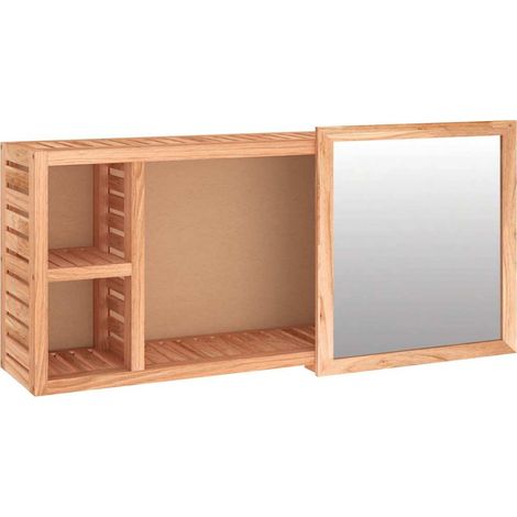 Mobile da Bagno Armadietto a Specchio 80x17x34 cm in Legno Massello di Noce (1/5)