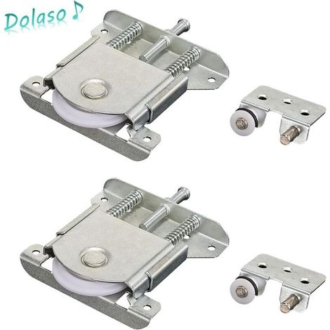 2 paires de roulettes pour portes coulissantes de placards, roulettes pour portes coulissantes, roulettes pour meubles, patins pour placards et fenêtres - Crezuo (1/4)