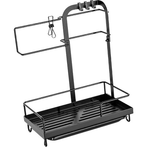 Porte-éponge multifonctionnel avec bac de récupération pour chiffons et brosses à récurer (1/4)