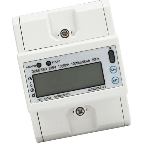 Einphasen-LCD-Stromzähler, kWh-Wattmeter, 4-polig, DIN-Schiene, RS485, 15–60 A, DC 220 V, digitaler Energieverbrauchsmesser (1/5)