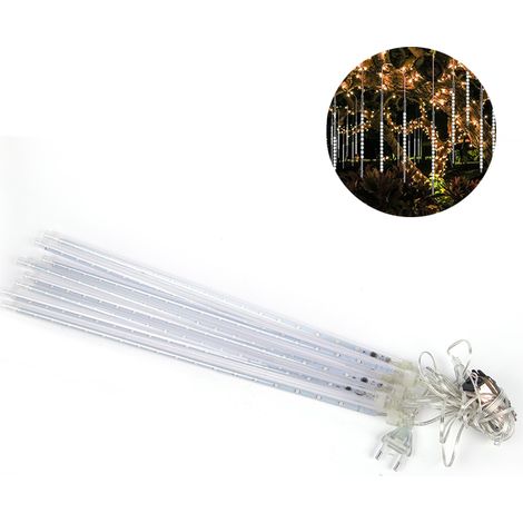 Guirlande lumineuse effet pluie de météores améliorée, 50 cm, 10 tubes spiralés, 540 LED, étanche, pour décoration extérieure/intérieure/jardin/mariage/fête/Noël (blanc) (1/5)