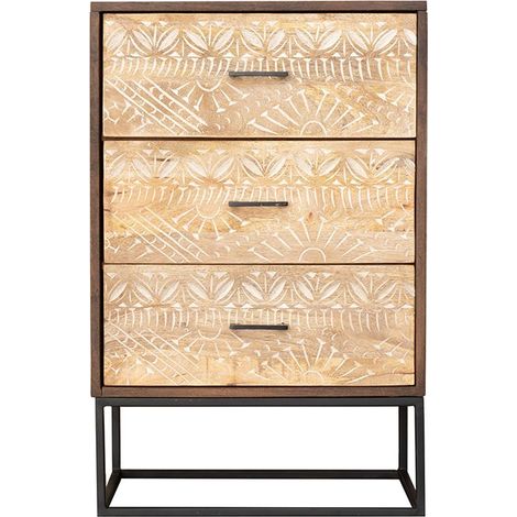 Commode bois et métal 55cm NOA - 55x42x85 cm - Kayu Meuble (1/5)