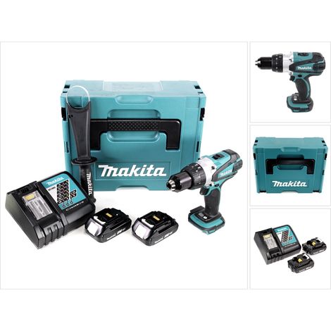 Taladro atornillador a batería Makita DDF 458 RAJ 18 V 91 Nm + 2x batería recargable 2,0 Ah + cargador + Makpac