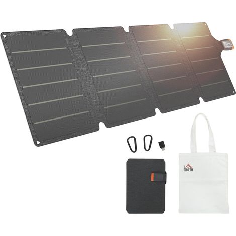 Panneau solaire portable, charge rapide 36 W, étanche, pliable, chargeur, gris idéal pour salon, chambre à coucher ou bureau facile à assembler avec instructions incluses (1/5)