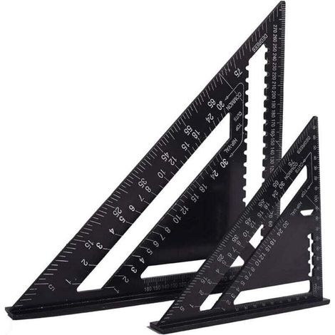 Equerre Menuisier Multifonctions 18cm et 30cm, Triangle Métal Aluminium Règle Équerre Trusquin Guide Raporteur Angle 45 90 Degres/Outillage Charpentier/Outil Traçage Guidage Menuiserie Bois (1/4)