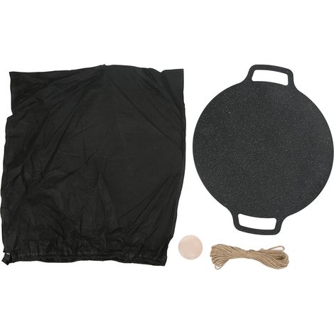 Plaque de cuisson ronde antiadhésive portable pour barbecue, pique-nique et camping avec deux poignées (1/4)