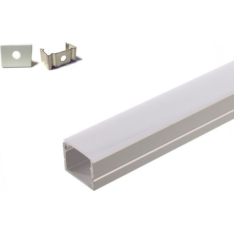 Perfil de aluminio 5 metros empotrado ( 5 x 1 metro ) con difusor opaco para cintas de 220V (1/2)