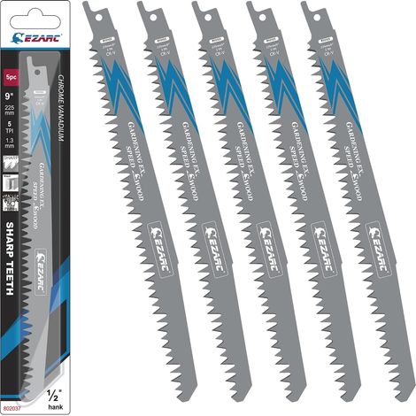 Jeu de lames de scie sabre 5 pièces pour bois, accessoires de scie sabre, R931GS pour coupes rapides 225 mm 5TPI (5 pièces) (1/5)