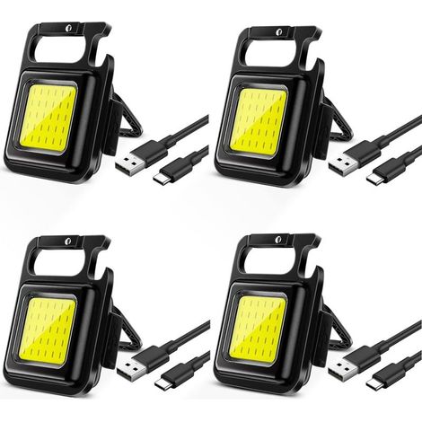pcs Mini Flashlights, Portable Rechargeable LED Work Light, Small COB Magnetic Keychain Flashlights, with Foldable Stand (1/5)