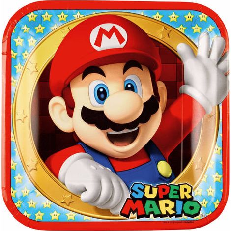 Assiettes en carton Super Mario, 23 cm, 8 pièces.