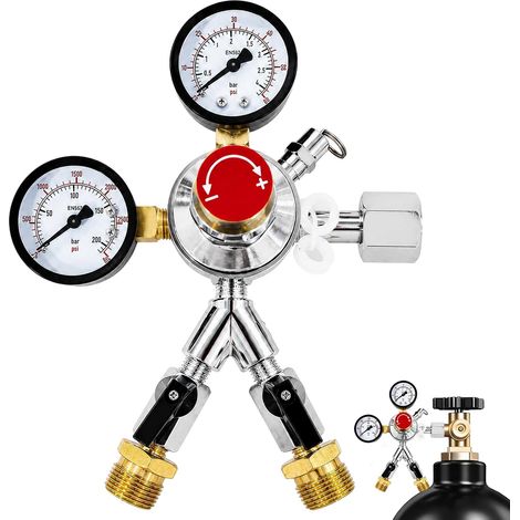 CO2 Pressure Reducer 2L W21.8 CO2 Pressure Reducer with Dual Pressure Gauge and Pressure Limiting Valve for Beer Machine, CO2 Gas Cylinder Regulator, Manufacturing (1/5)