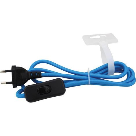 Cable textil 1.5M (2x0.75mm) clavija + interruptor Azul GSC 001102963 (1/2)