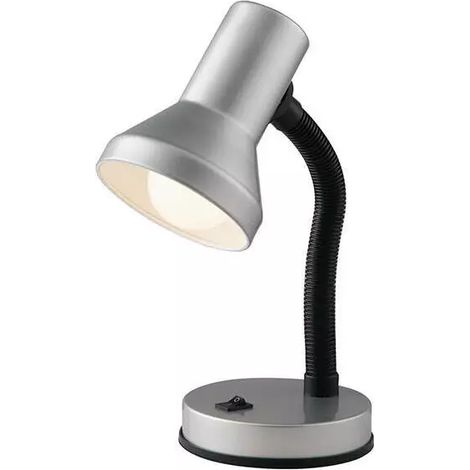 lampada da scrivania in metallo argento, 60w