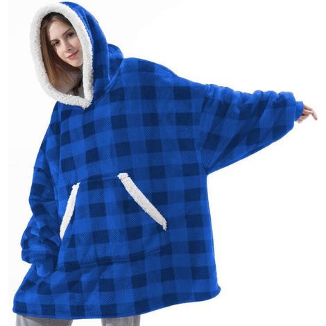 Couverture portable en microfibre surdimensionnée, taille unique adulte, flanelle molletonnée homme femme, plaid douillet à porter à la maison, pull cosy 72x88cm