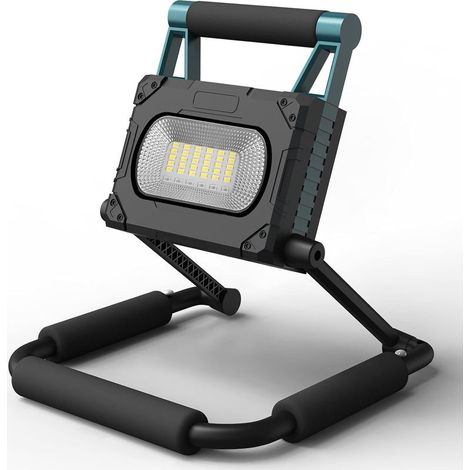 Projecteur LED Rechargeable Solaire Projecteur de Chantier 30W 1000LM 3600mAh Lumiere de Chantier Portable avec USB Lumière de Sécurité d'urgence Rotation à 360° pour Garage,Chantier,Camping (1/5)