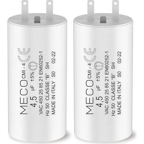 Lot de 2 Condensateurs 4,5 uF pour Moteur de Volet Roulant Somfy  Durée de Vie 10 000 Heures  Condensateur Cylindrique Meco (1/2)