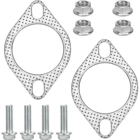 2 joints de joint d'échappement auto, bride de 2,5 pouces avec 4 boulons et 4 écrous, joint de collecteur et de catalyseur pour raccordement de tuyau d'échappement (1/5)