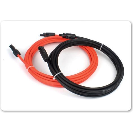Rallonge des deux côtés Prise solaire Cordon solaire Rouge/Noir 4 mm² avec fiche Longueur : 2 x 5 m