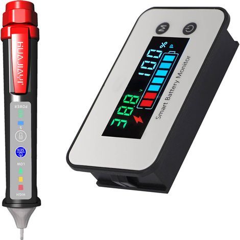 Monitor de batería de 12V 24V 36V 48V 60V 72V, comprobador de baterías para coche o carrito de golf, medidor digital de capacidad de batería de 7-100V, monitor de voltaje, comprobador de porcentaje de (1/5)