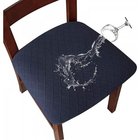 Housse de siège extensible imperméable bleu marine 4 pièces en treillis diamant, boucle 45509 cm, adaptée aux chaises de restaurant (1/5)