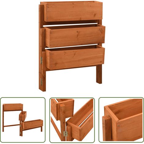 The Living Store Jardinière pliable de jardin Orange 60x14x75 cm Bois de sapin - Jardinière Pliable - Jardinière En Bois - Pot De Fleurs Extérieur - Décoration Jardin - Bac À Plantation (1/5)