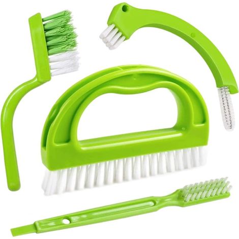 Ensemble de 4 brosses de nettoyage de joints, brosse de nettoyage de joints de carrelage avec manche pour un nettoyage en profondeur, brosse de nettoyage ménager pour les rails de portes et fenêtres (1/5)