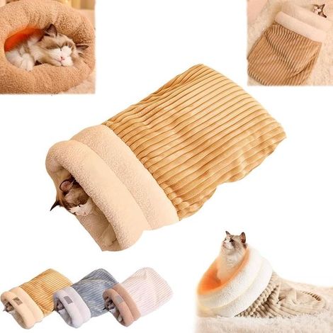 Sac de couchage chaud pour l'hiver - Sac de couchage pour niche pour chat - Lit confortable auto-chauffant pour chat (1/5)