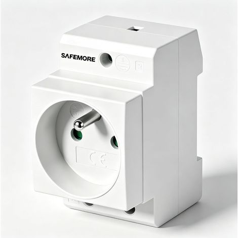 Prise modulaire sur rail DIN 35 mm, 16A 230V pour tableau électrique, Prise encastrable avec contact de protection pour support IP20 - Montage facile pour boîtiers de distribution (1/5)