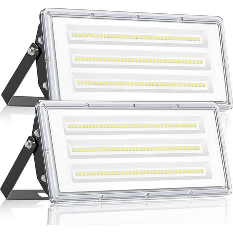 Projecteur LED Extérieur 100W 2 Pièce, 10000LM 6500K, 85-265V Spot LED Extérieur mit Transformateur, IP67 Imperméable Éclairage de Sécurité pour Jardin,Terrasse,Garage,Usine,Sites Sportifs