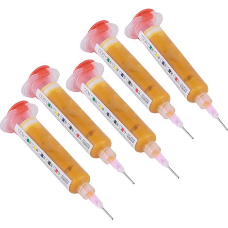 Lot de 5 tubes de vernis de protection UV (10 cc) pour circuits imprimés (PCB), couleur jaune. (1/5)