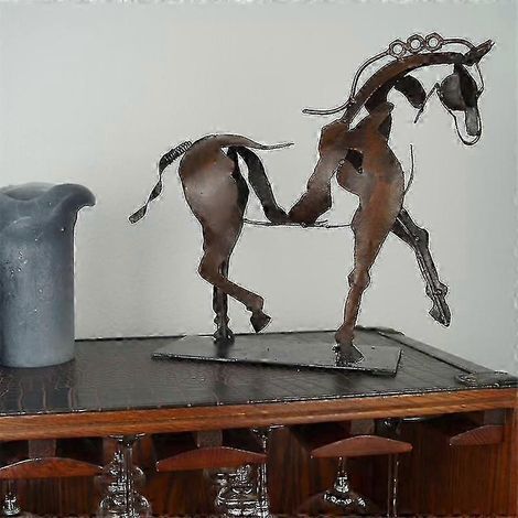 Sculpture de cheval en métal avec LED - Décoration pour maison ou restaurant - Cadeau de pendaison de crémaillère - Ne pas briller (1/4)