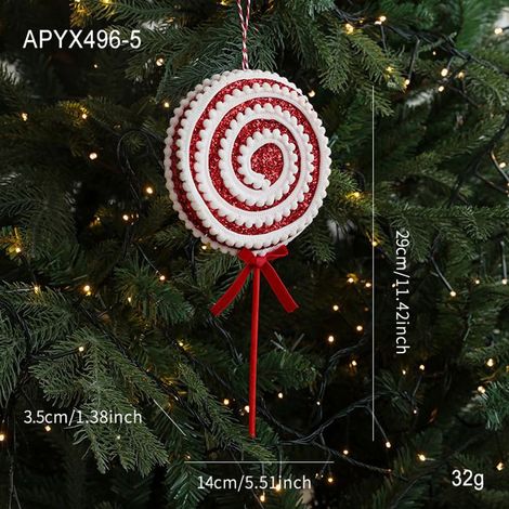 Suspension sucre Noël-30 cm-Rouge-Convient pour les arbres de Noël, les rideaux, les balcons, les chambres d'enfants (1/2)
