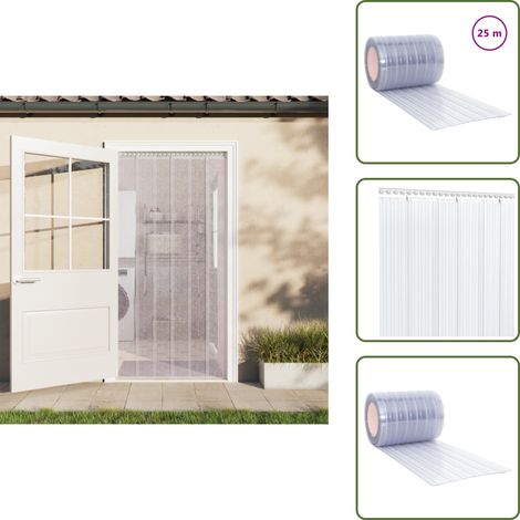 The Living Store Tira de cortina para puertas PVC transparente 300x2,6 mm 25 m - Burlete de puerta