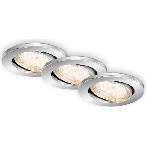 LED Einbauleuchte BRILONER LEUCHTEN FIT DIM, 5 W, 400 lm, IP23, chrom, Metall, inkl., 3x GU10, Dimmbar, 3er Set, Ø 8,6 cm (1/4)