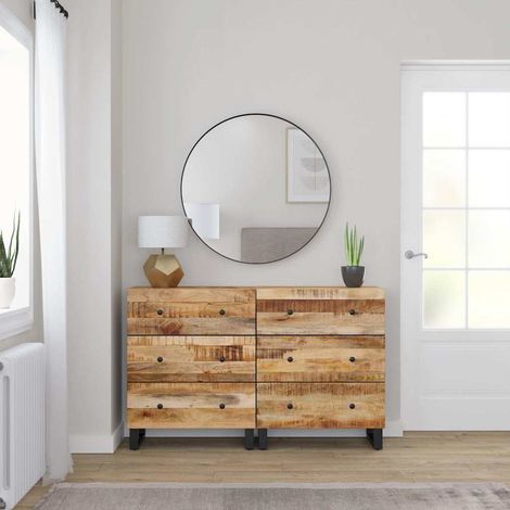 Lot de 2 Buffets Bahut Meubles de rangement Commode 60x33x75 cm Bois de manguier brut BV518321 - BonneVie (1/5)