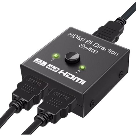 Switch HDMI - 4K 60Hz - 1 Entrée 2 Sorties ou 2 Entrées 1 Sortie - Compatible PS5 PS4 Xbox Blu-ray - Aluminium - 5,2 x 4,85 x 2 cm (1/5)