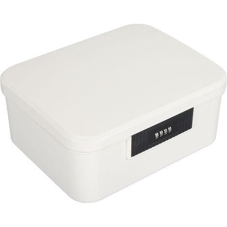 Coffre de rangement verrouillable, capacité de 9l, pour fichiers, organisateur de documents, boîte de verrouillage par mot de passe à Double couche, blanc (1/5)
